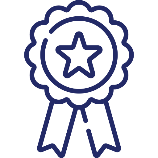 awards and certificates badge blue icon
